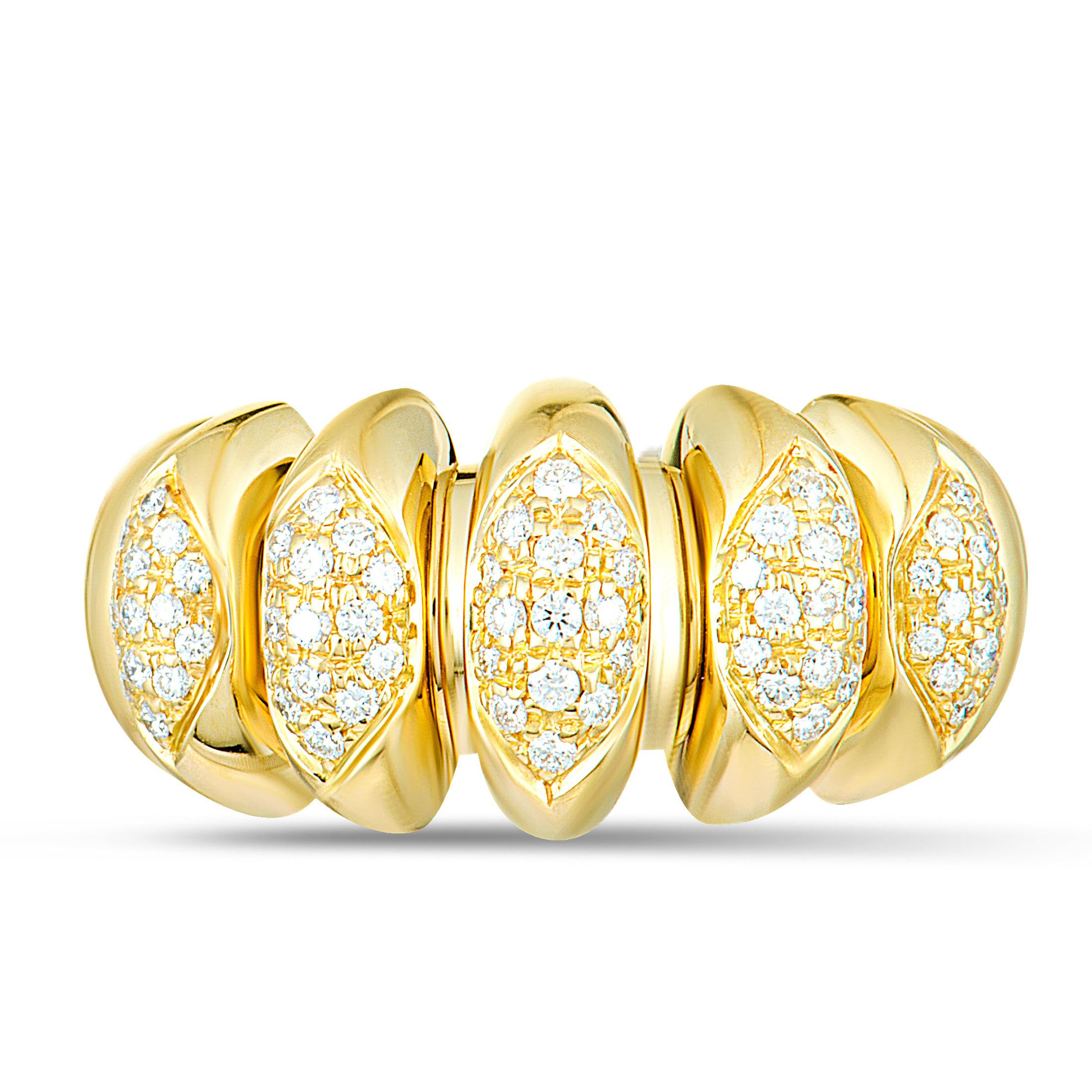 bulgari yellow gold band with diamonds