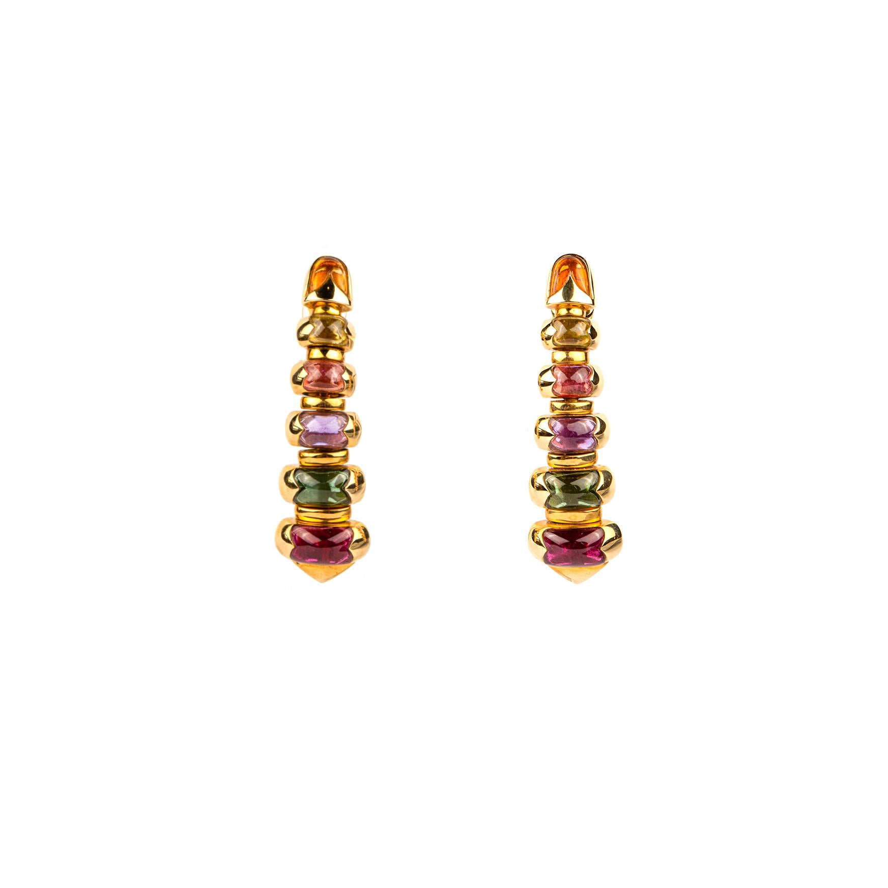 Bulgari ‘Celtaura’ Gold and Multi-Colored Gemstones Drop Earrings In Excellent Condition For Sale In New York, NY