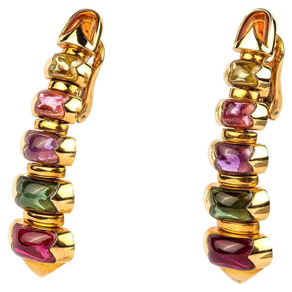 Bulgari ‘Celtaura’ Gold and Multi-Colored Gemstones Drop Earrings