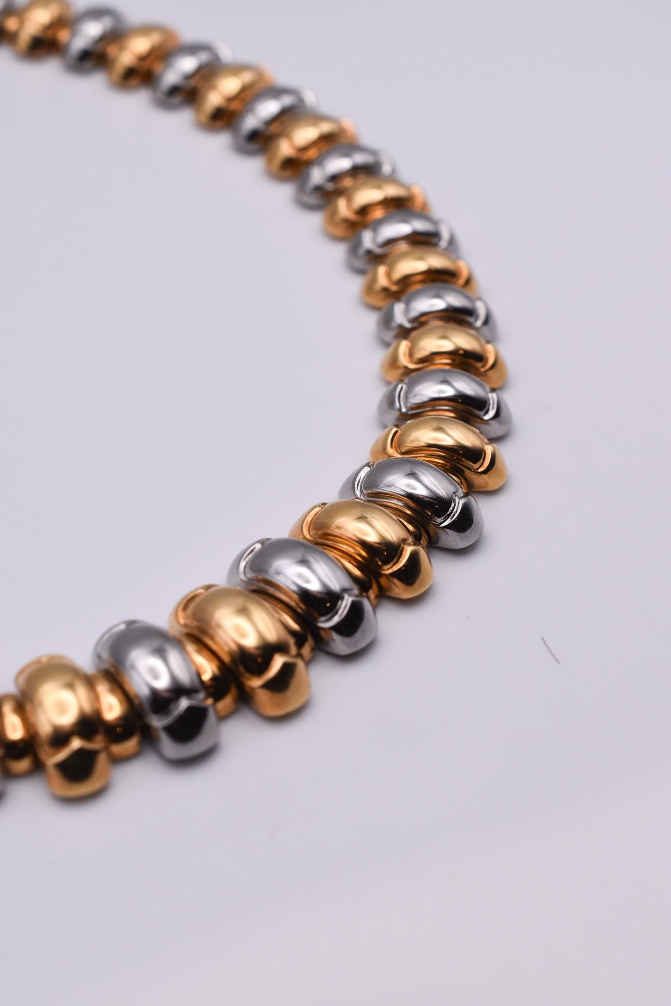 Bulgari 'Celtaura' Steel and 18k Yellow Gold Necklace In Excellent Condition For Sale In New York, NY