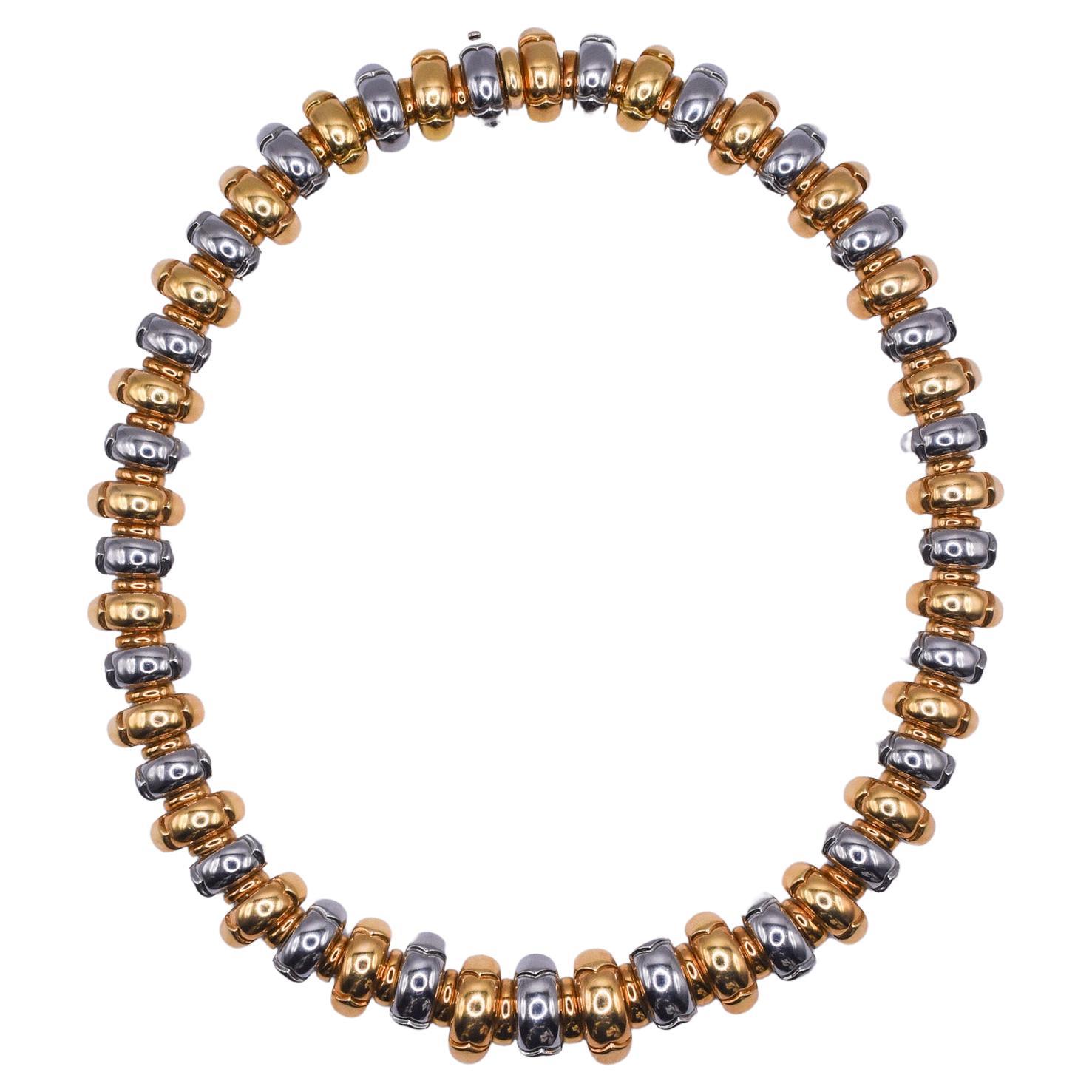 Bulgari 'Celtaura' Steel and 18k Yellow Gold Necklace For Sale at 1stDibs