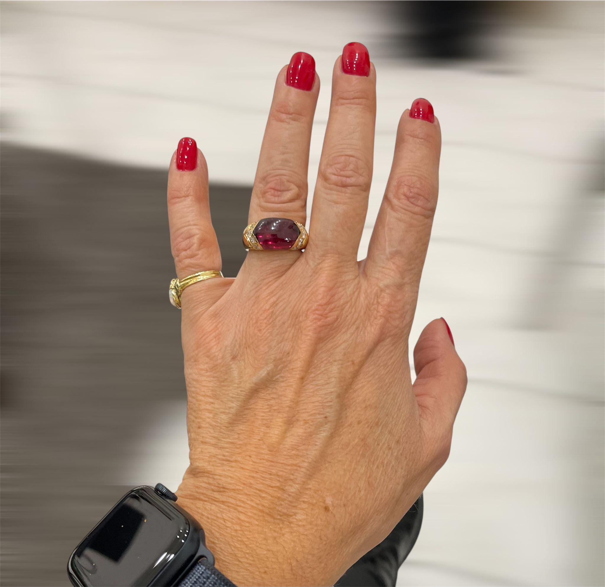Bulgari Celtaura Tourmaline Diamond Gold Band Ring For Sale 4