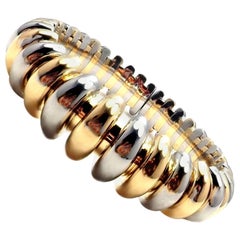 Vintage Bulgari Celtaura White and Yellow Gold Bangle Bracelet