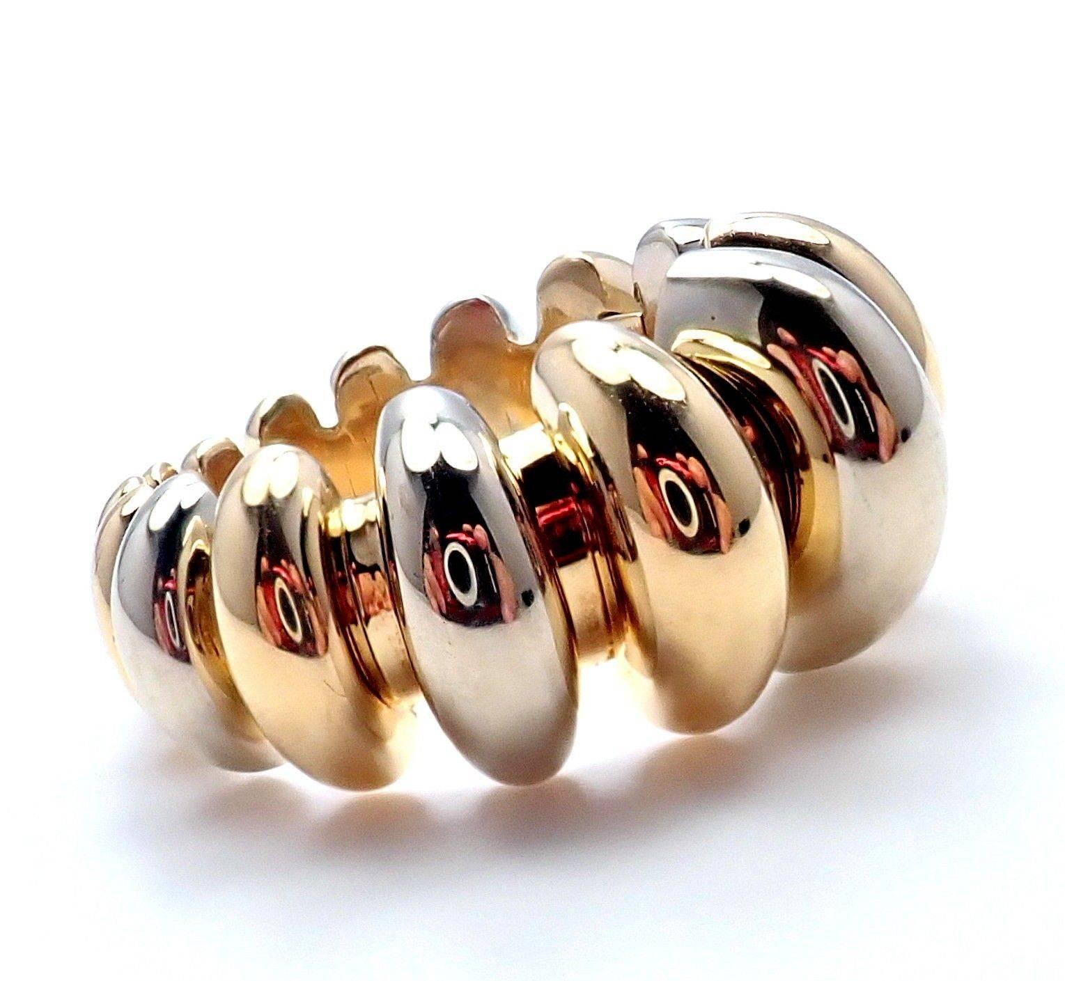Women's or Men's Bulgari Celtaura Yellow and White Gold Band Ring