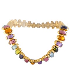 Bulgari Celtica Multi-Gemstone Cabochons Yellow Gold Collar Necklace