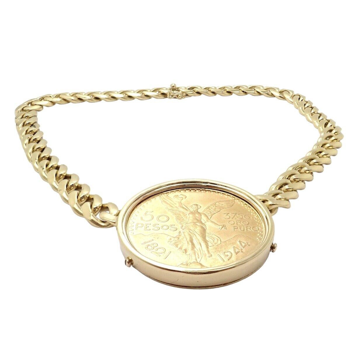 Bulgari Centenario 50 Pesos Münze Mexiko Münze Monete Gelbgold Halskette im Angebot 6