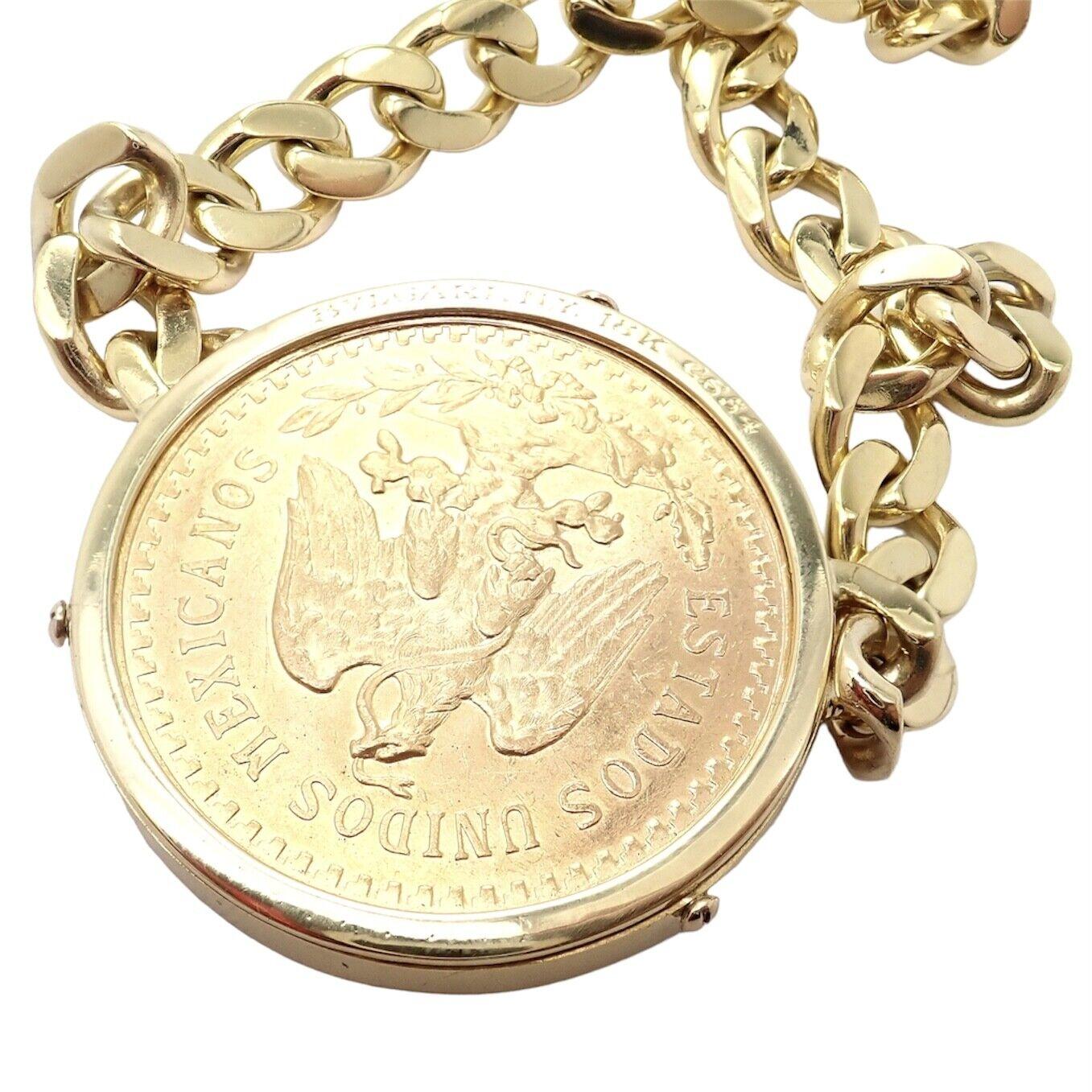 Bulgari Centenario 50 Pesos Münze Mexiko Münze Monete Gelbgold Halskette im Zustand „Hervorragend“ im Angebot in Holland, PA