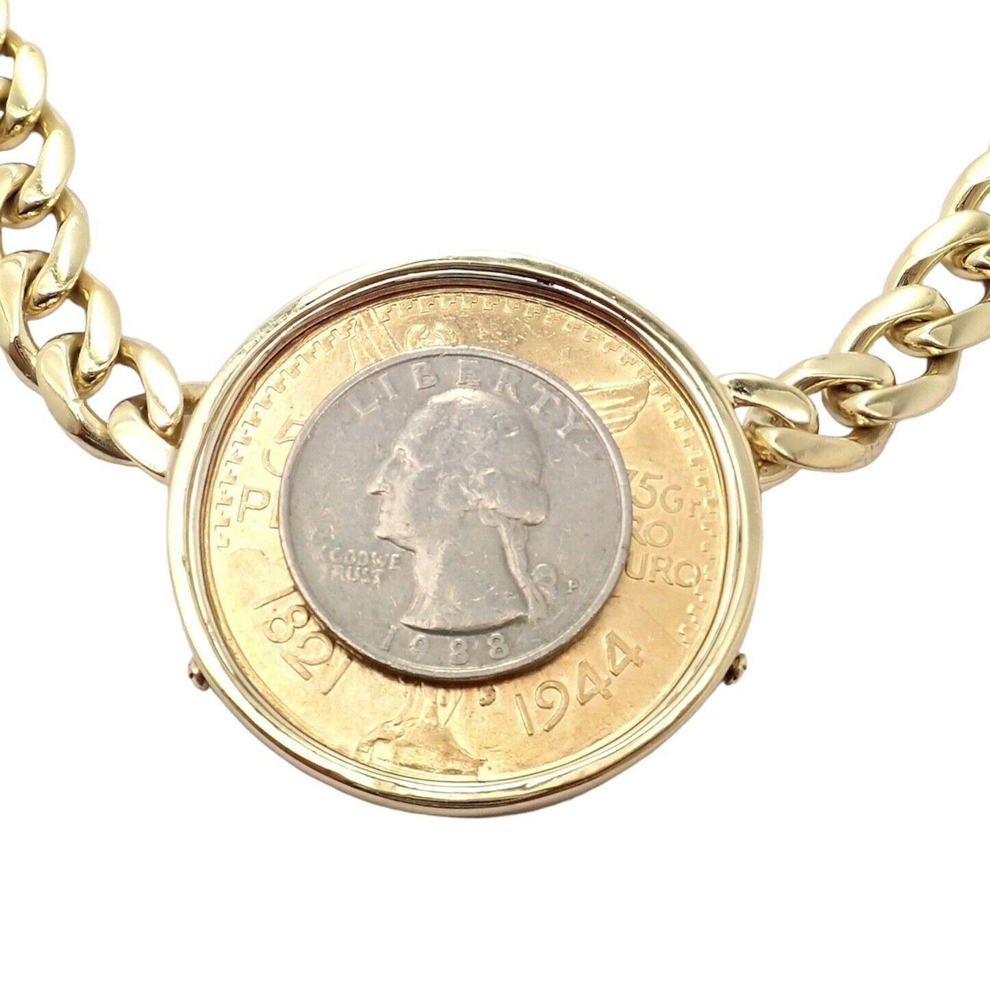 Bulgari Centenario 50 Pesos Münze Mexiko Münze Monete Gelbgold Halskette für Damen oder Herren im Angebot