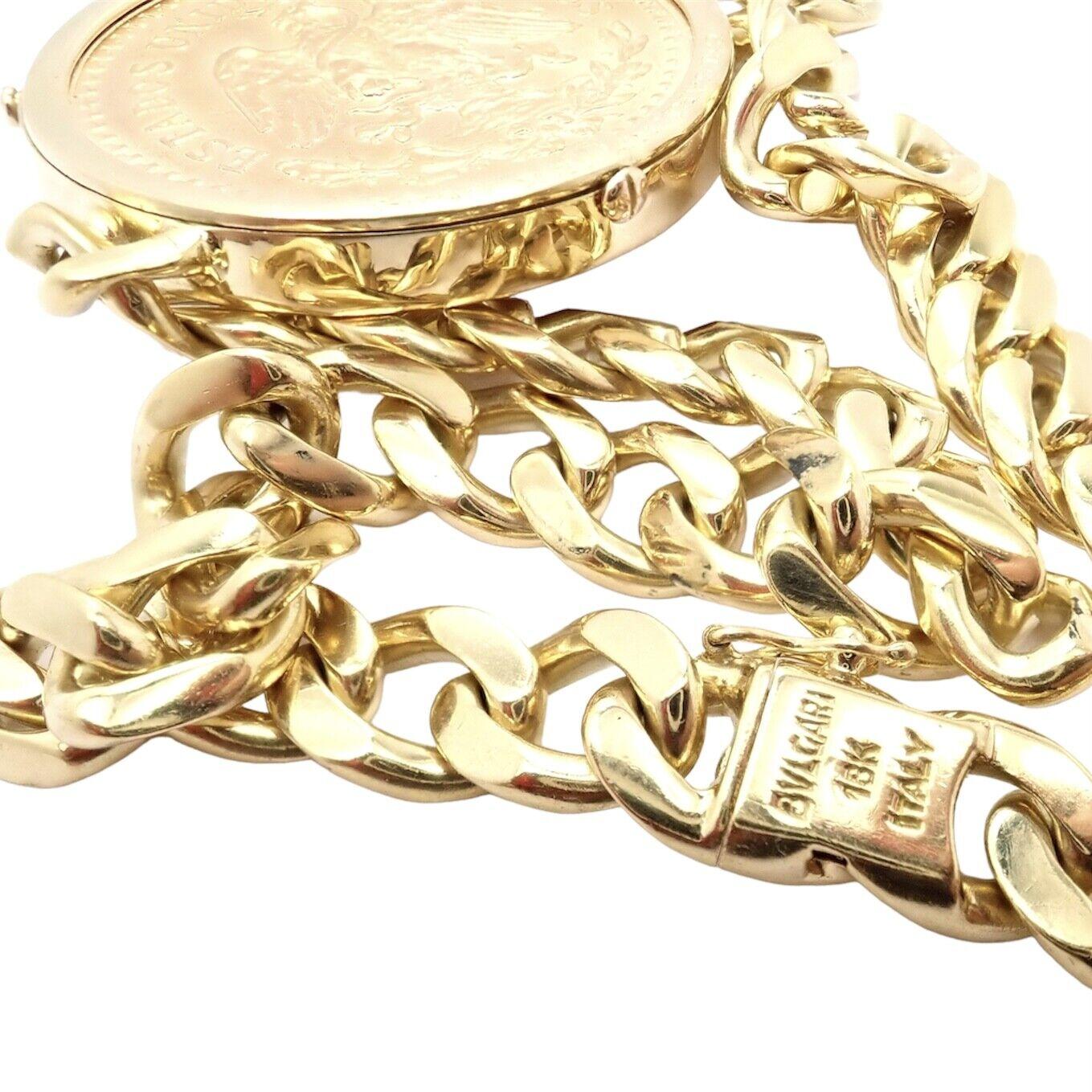 Bulgari Centenario 50 Pesos Münze Mexiko Münze Monete Gelbgold Halskette im Angebot 5