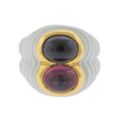Bulgari Ceramic Gold Iolite Tourmaline Ring