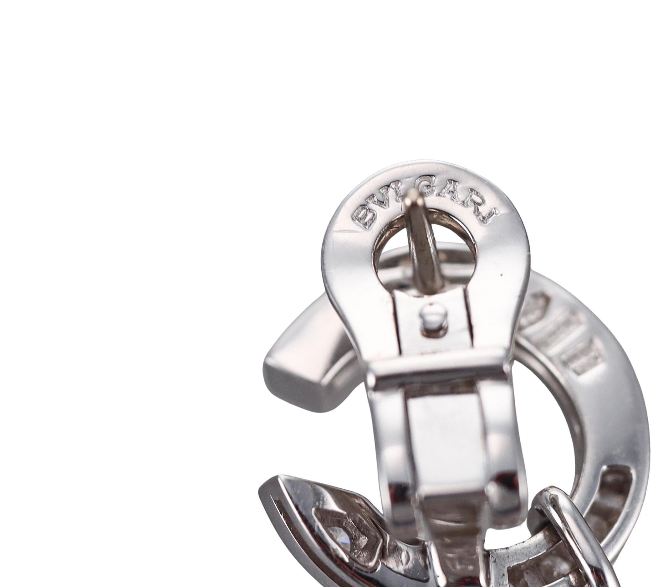 Taille ronde Bulgari Pendants d'oreilles Cerchi Astrale en or 18 carats et diamants en vente