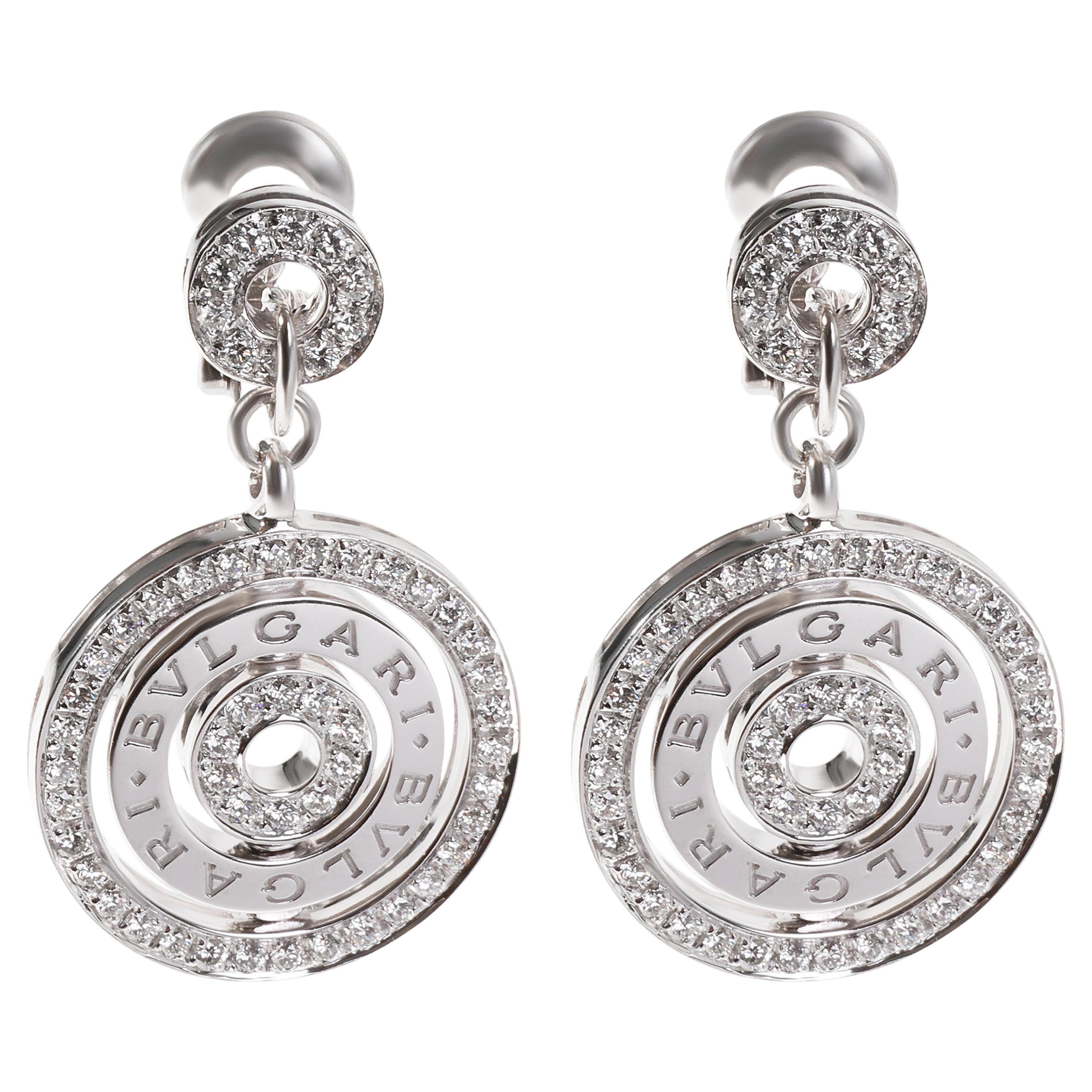 Bulgari Cerchi Astrale Diamond Earrings in 18k White Gold 1.3 CTW For Sale
