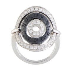 Bulgari Cerchi Diamond White Gold and Black Rhodium Hinged Shield Ring