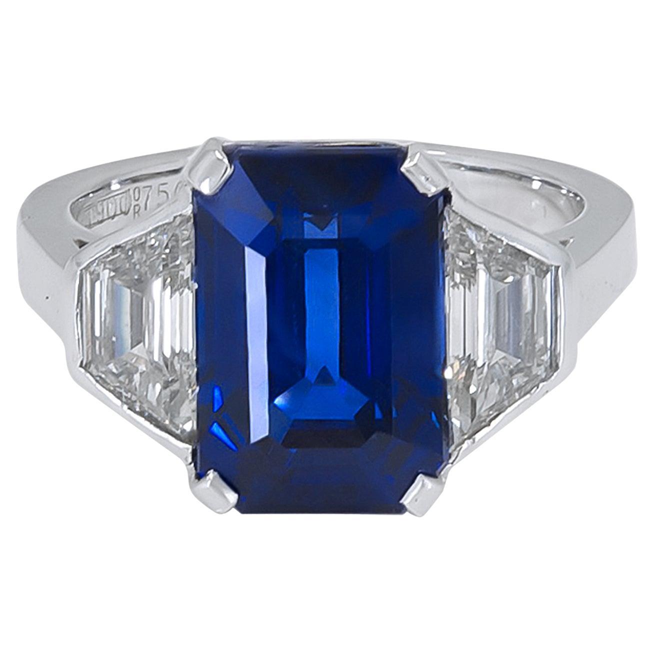 Bulgari 6.40 Carat GRS Certified Sapphire Cocktail Ring in 18K White Gold For Sale