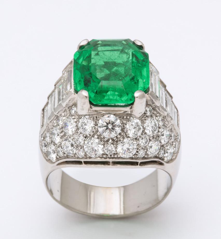 Bulgari Certified Colombian Emerald Diamond Trombino Ring 4