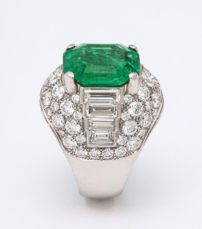 Bulgari Certified Colombian Emerald Diamond Trombino Ring 6