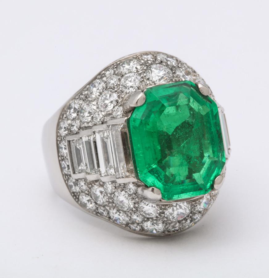 Bulgari Certified Colombian Emerald Diamond Trombino Ring 1