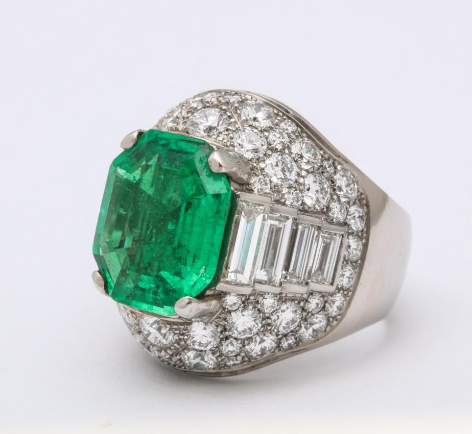 Bulgari Certified Colombian Emerald Diamond Trombino Ring 2