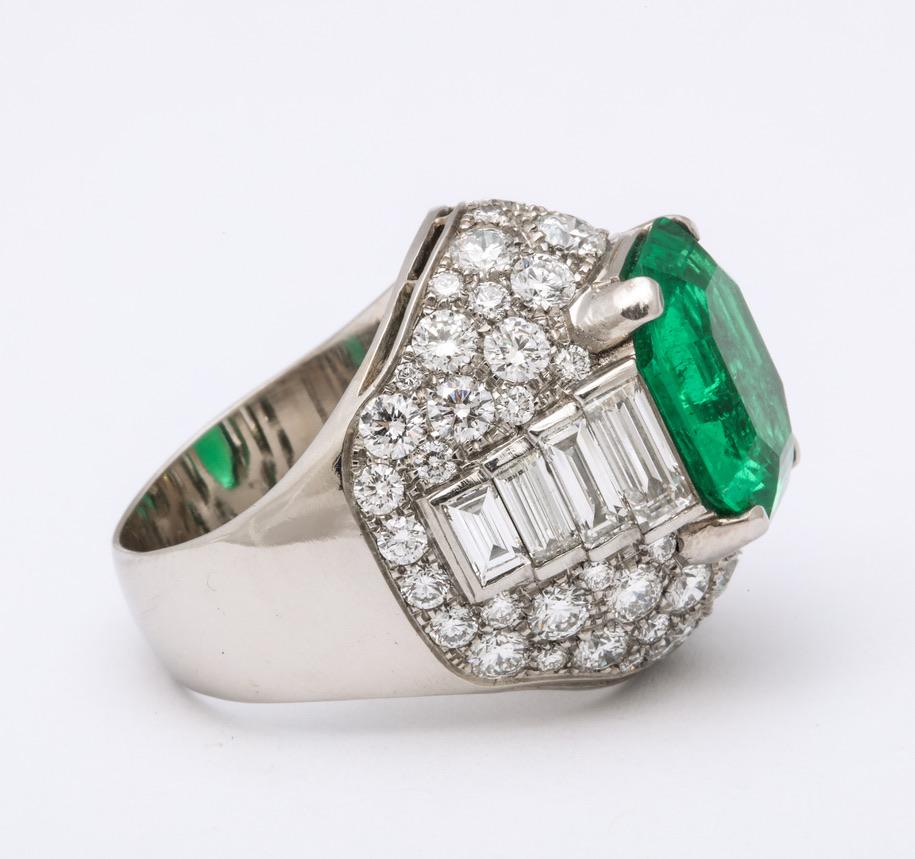 Bulgari Certified Colombian Emerald Diamond Trombino Ring 3