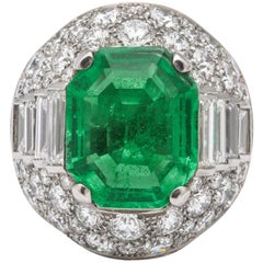 Bulgari Certified Colombian Emerald Diamond Trombino Ring