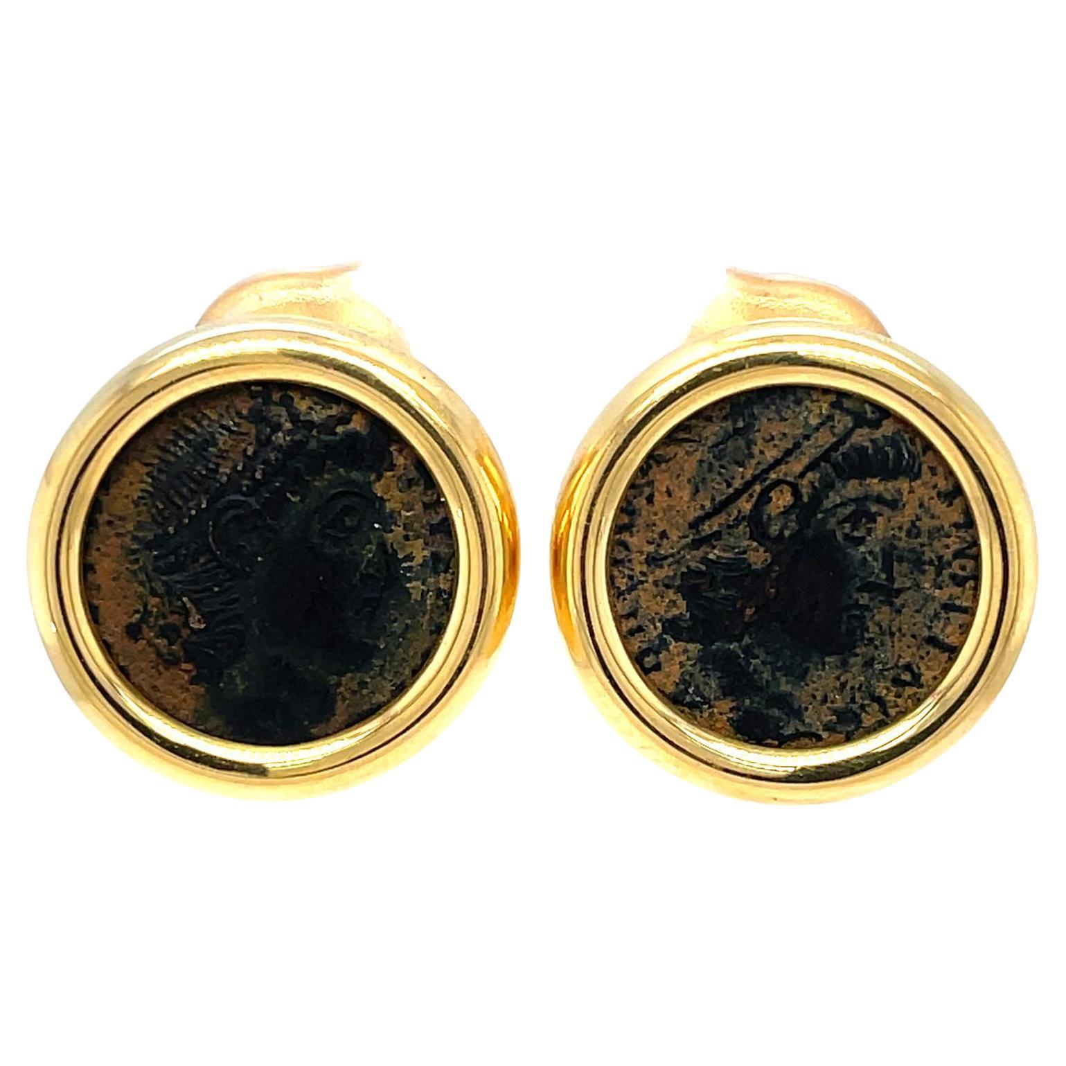 Bulgari Certified Monete Gold Rare Ancient Coin Earrings