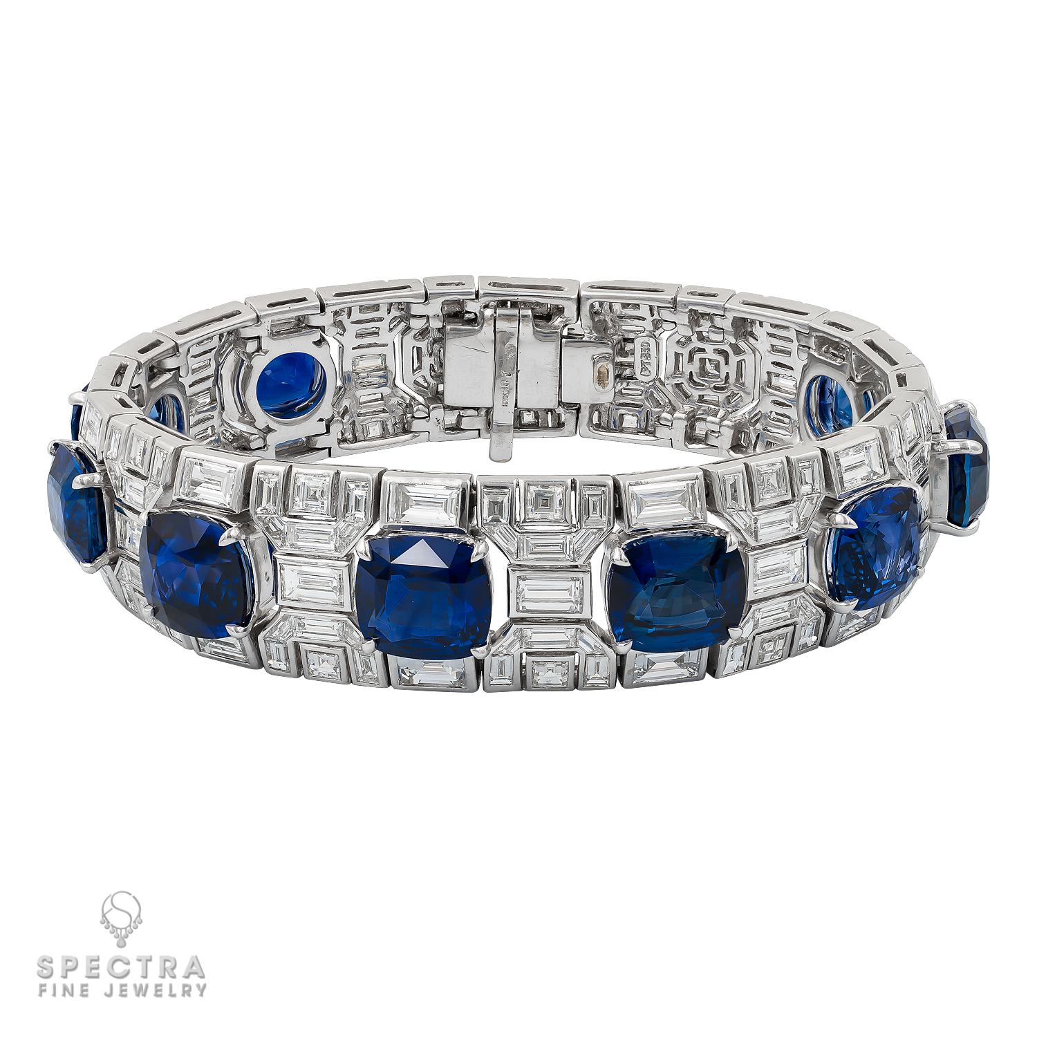 Bulgari Ceylon Blauer Saphir Diamant-Armband, um 1980 (Kissenschliff) im Angebot