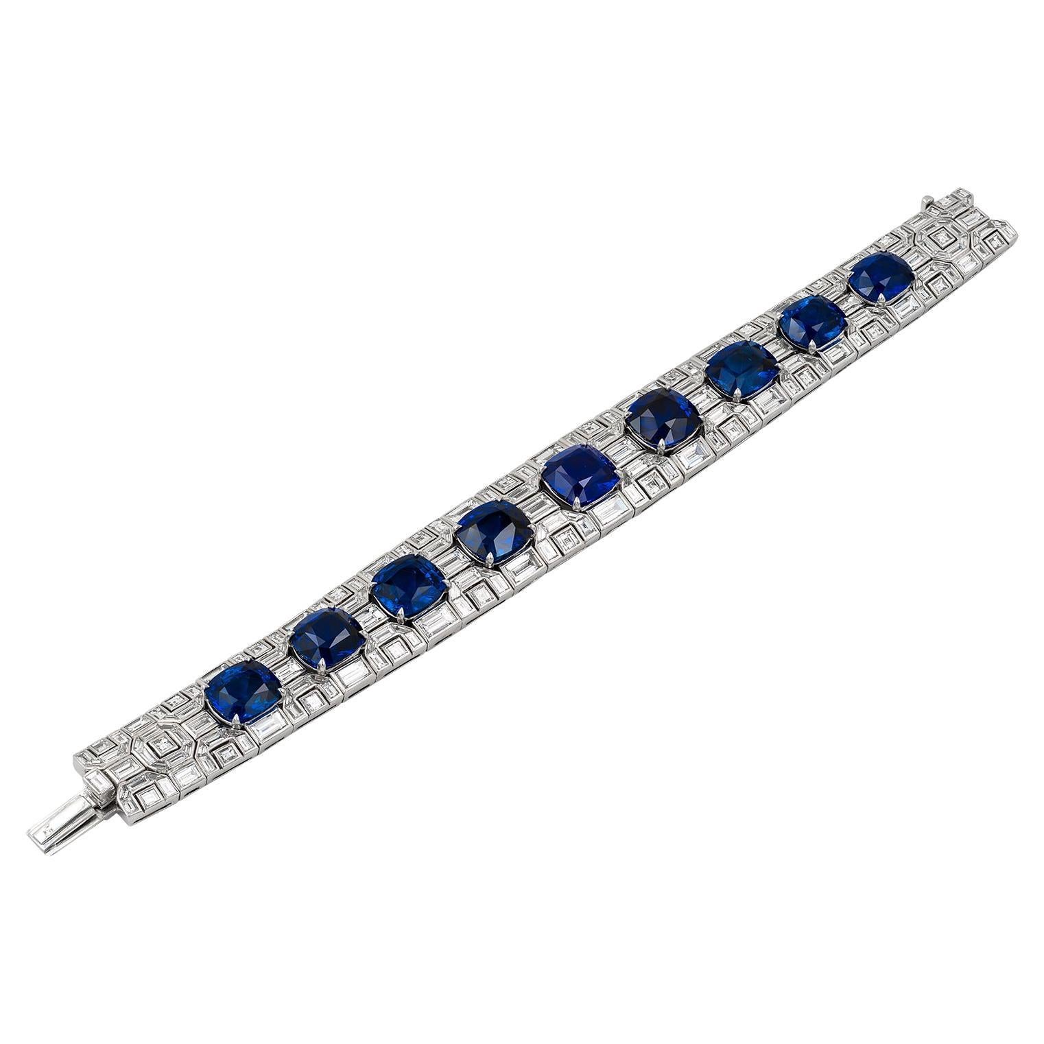 Bulgari, bracelet en saphir bleu de Ceylan et diamants, circa 1980