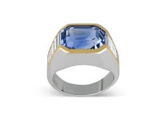 Bulgari Ceylon sapphire and diamond trombino ring, circa 1970s.