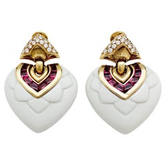 Bulgari "Chandra" Earrings, Tourmalines, Porcelain and Diamonds