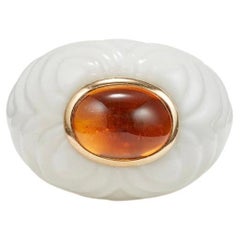 Bulgari Chandra Porcelain Citrine Gold Ring