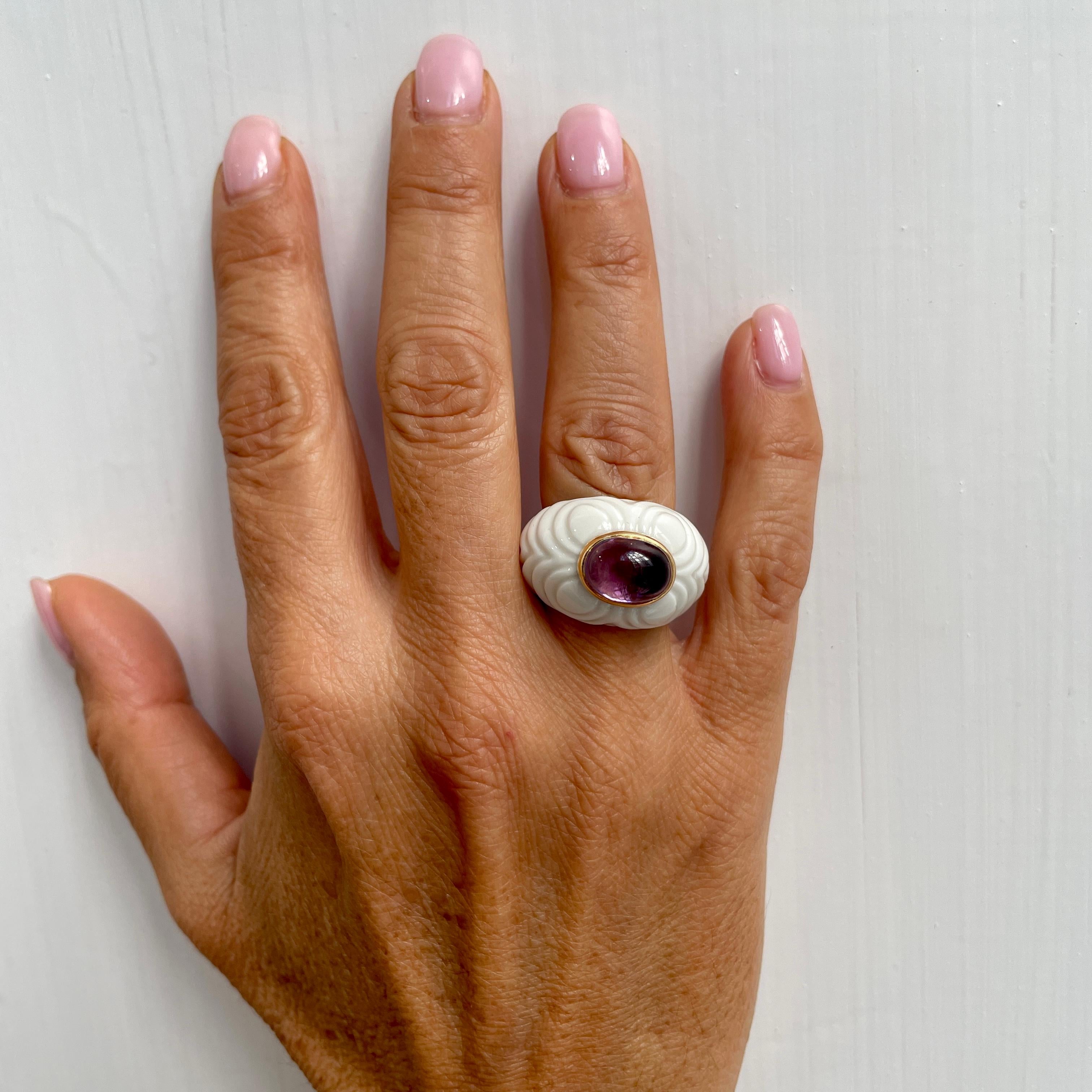 Women's Bulgari Chandra Porcelain Tourmaline Gold Ring
