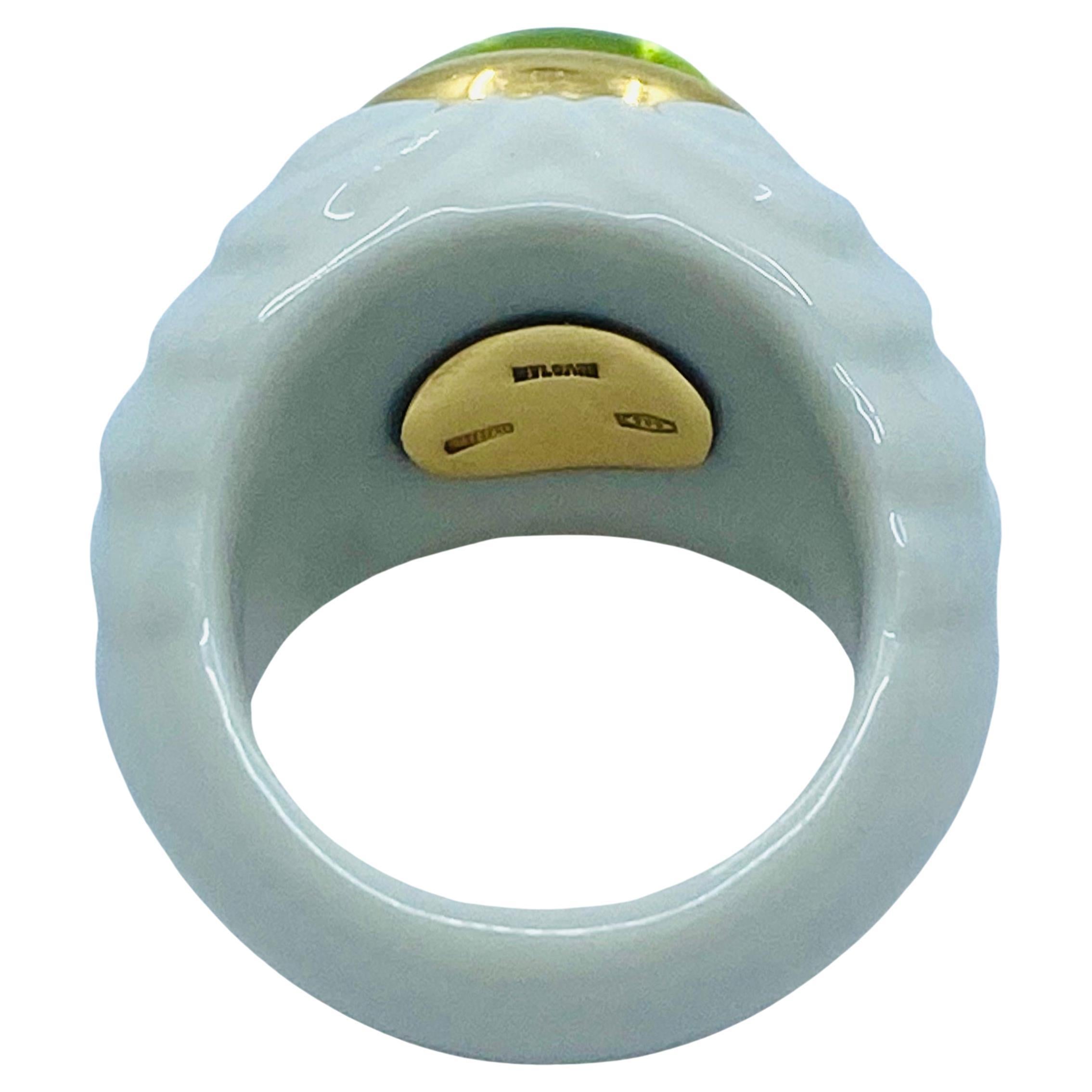 Bulgari Chandra Ring Porcelain Peridot Gold 3