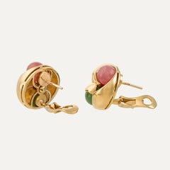 Bulgari Chrysoprase and Rhodocrosite Gold Earrings