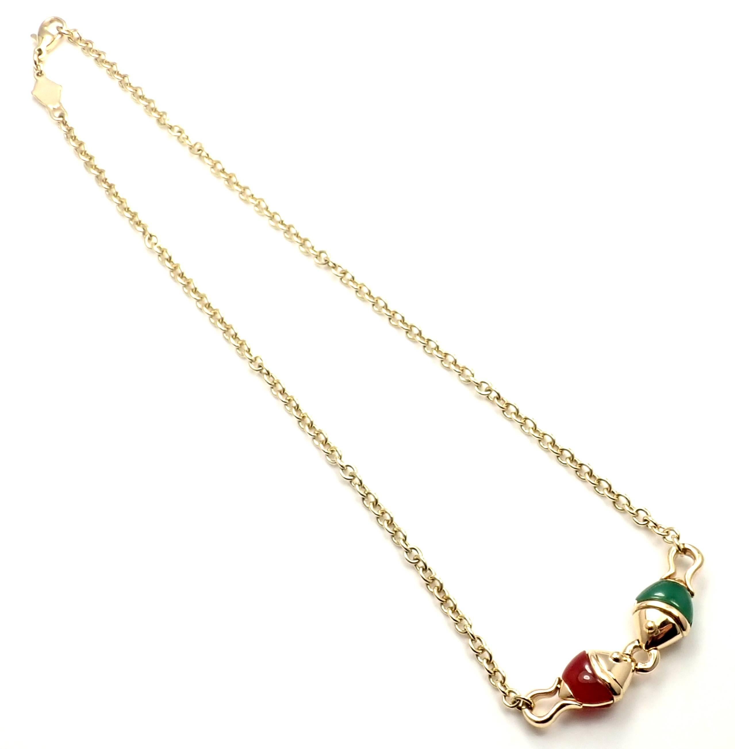 Bulgari Chrysoprase Carnelian Naturalia Yellow Gold Fish Necklace 3