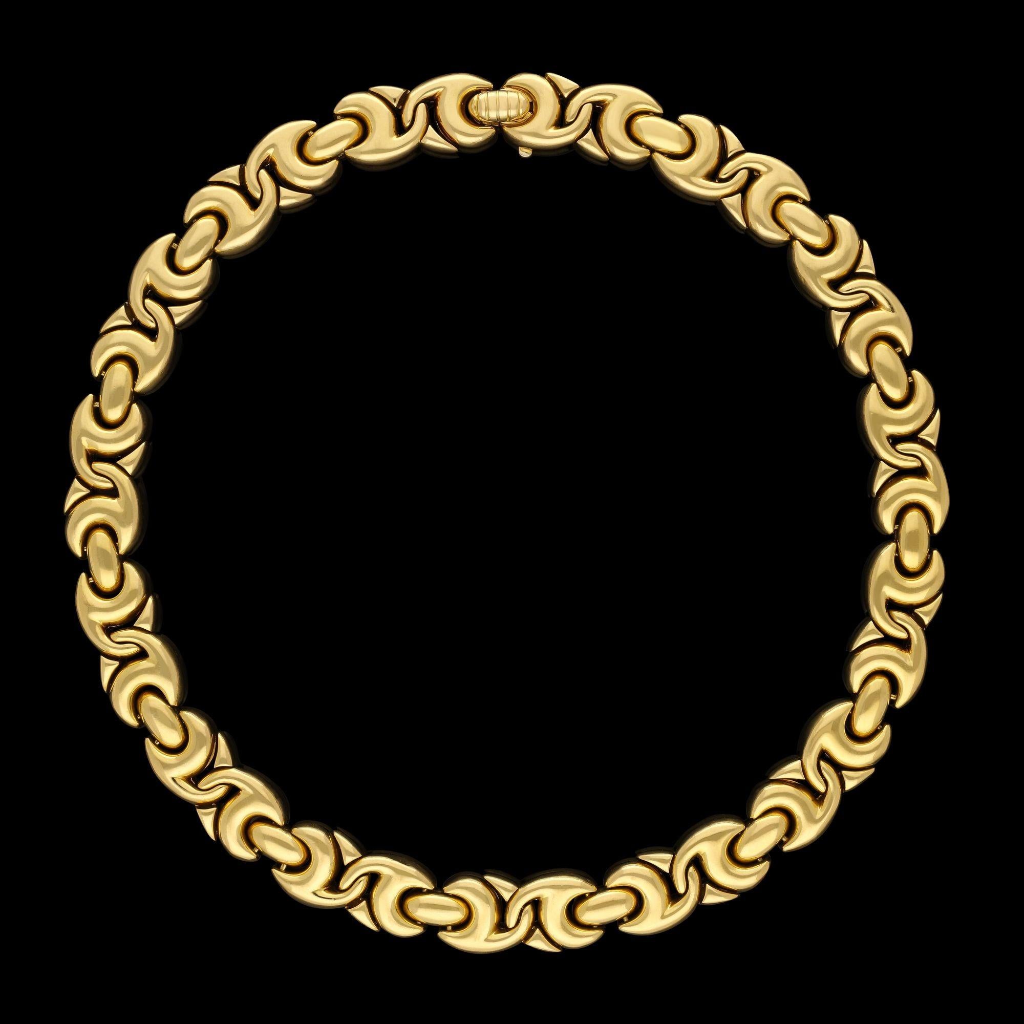 Bulgari Chunky 18 Karat Gold Ausgefallene Gliederkette Halskette Circa 1980er im Zustand „Gut“ im Angebot in London, GB