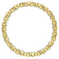 Bulgari Chunky 18 Carat Gold Fancy Link Chain Collar Necklace, circa 1980s