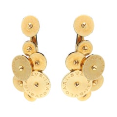 Bulgari Cicladi 18k Yellow Gold Rotating Disc Drop Earrings clip ons