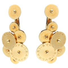 Bulgari Cicladi 18k Yellow Gold Rotating Disc Drop Earrings clip ons