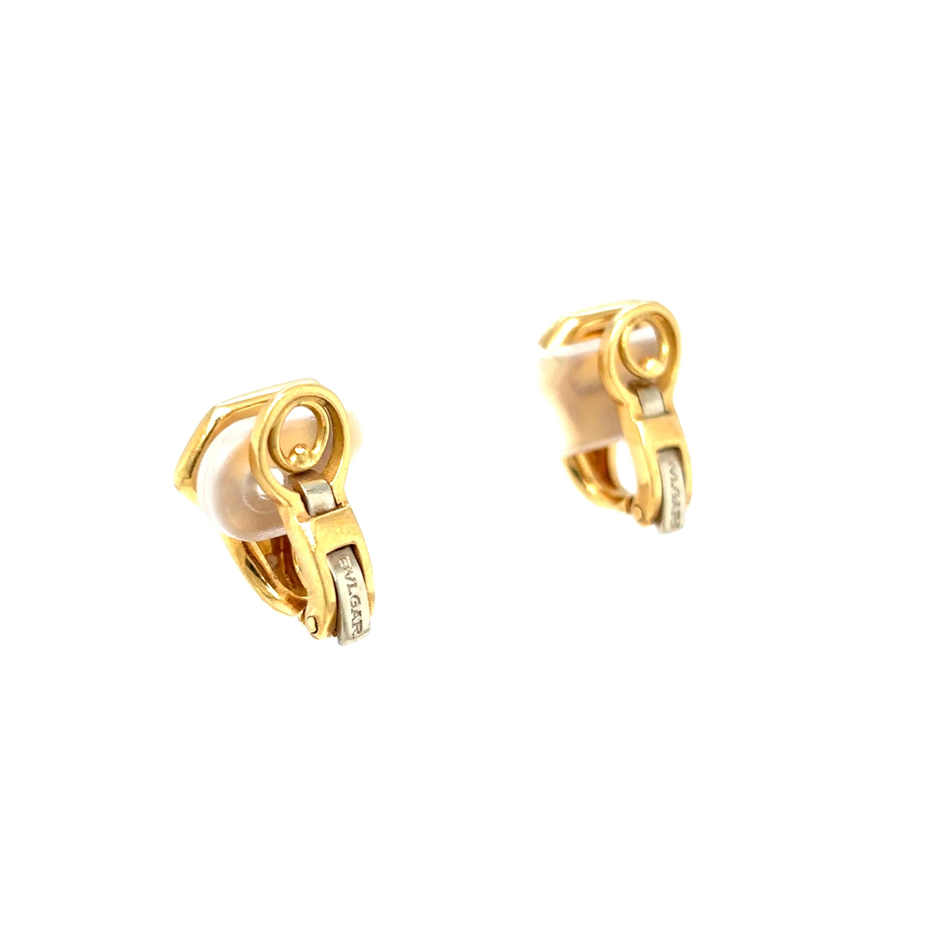 Women's Bulgari Citrine 18 Karat Yellow Gold Hexagonal Clip on Earrings For Sale