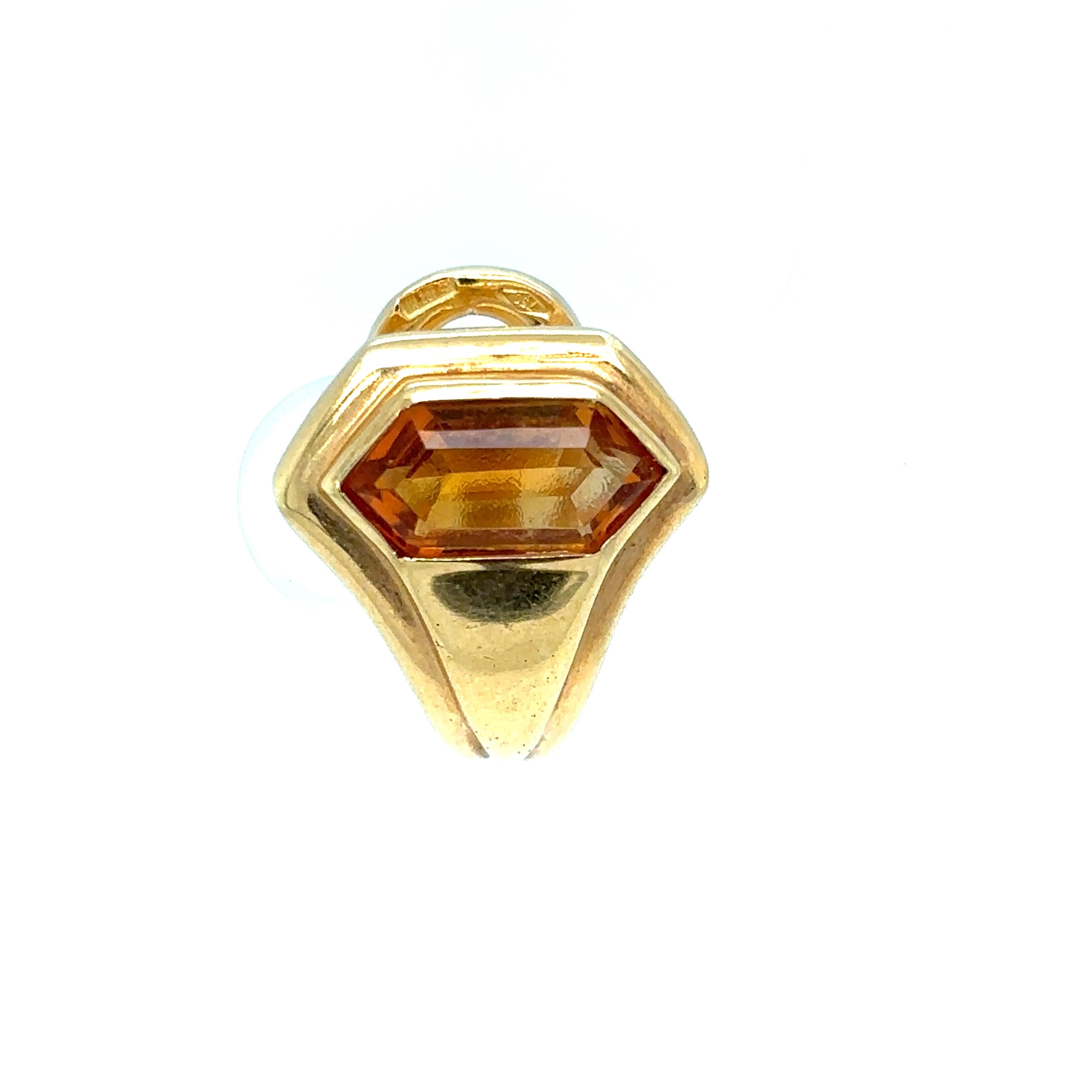 Bulgari Citrine 18 Karat Yellow Gold Hexagonal Clip on Earrings For Sale 2