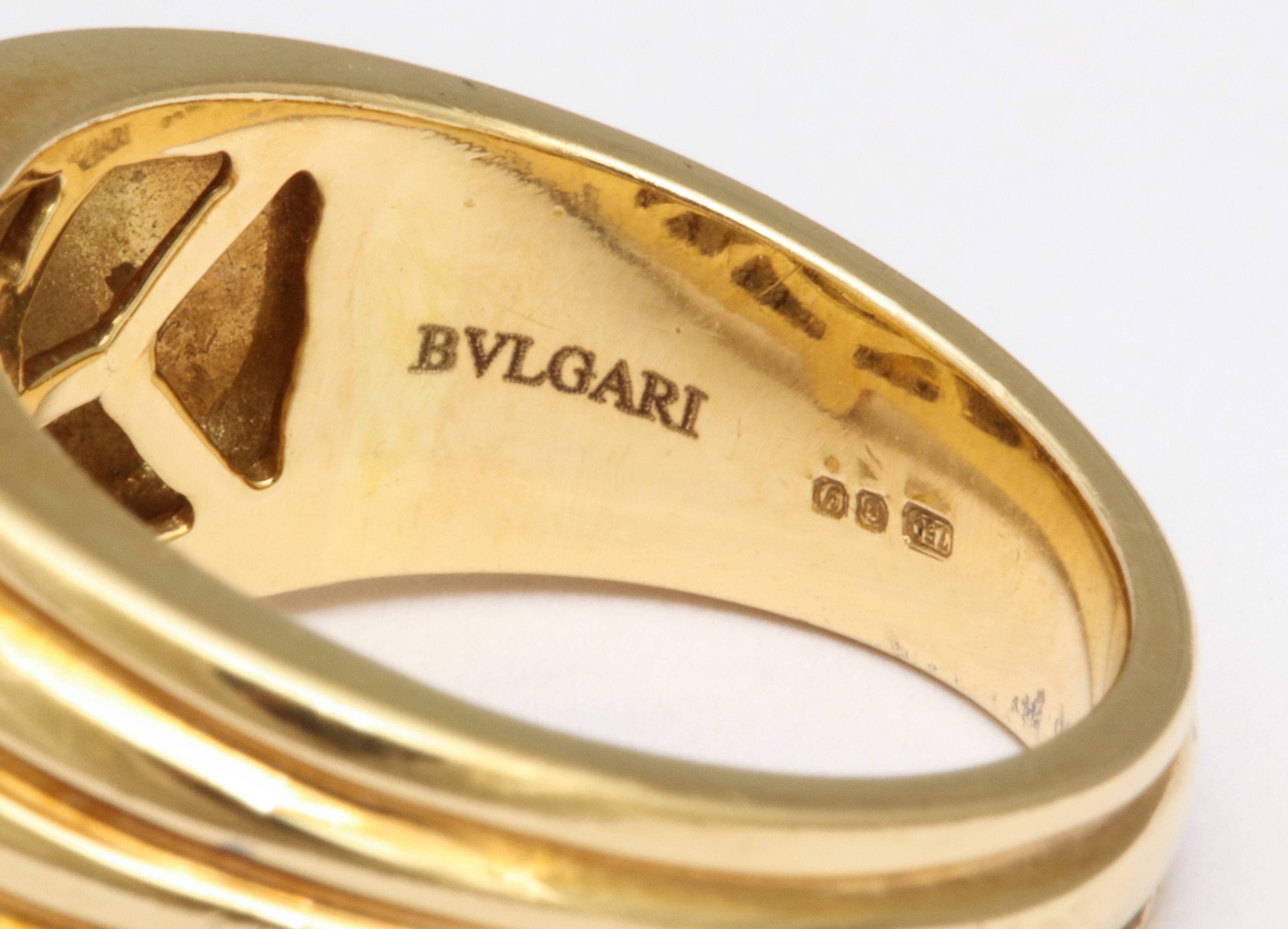 Modern Bulgari Citrine and Gold Ring