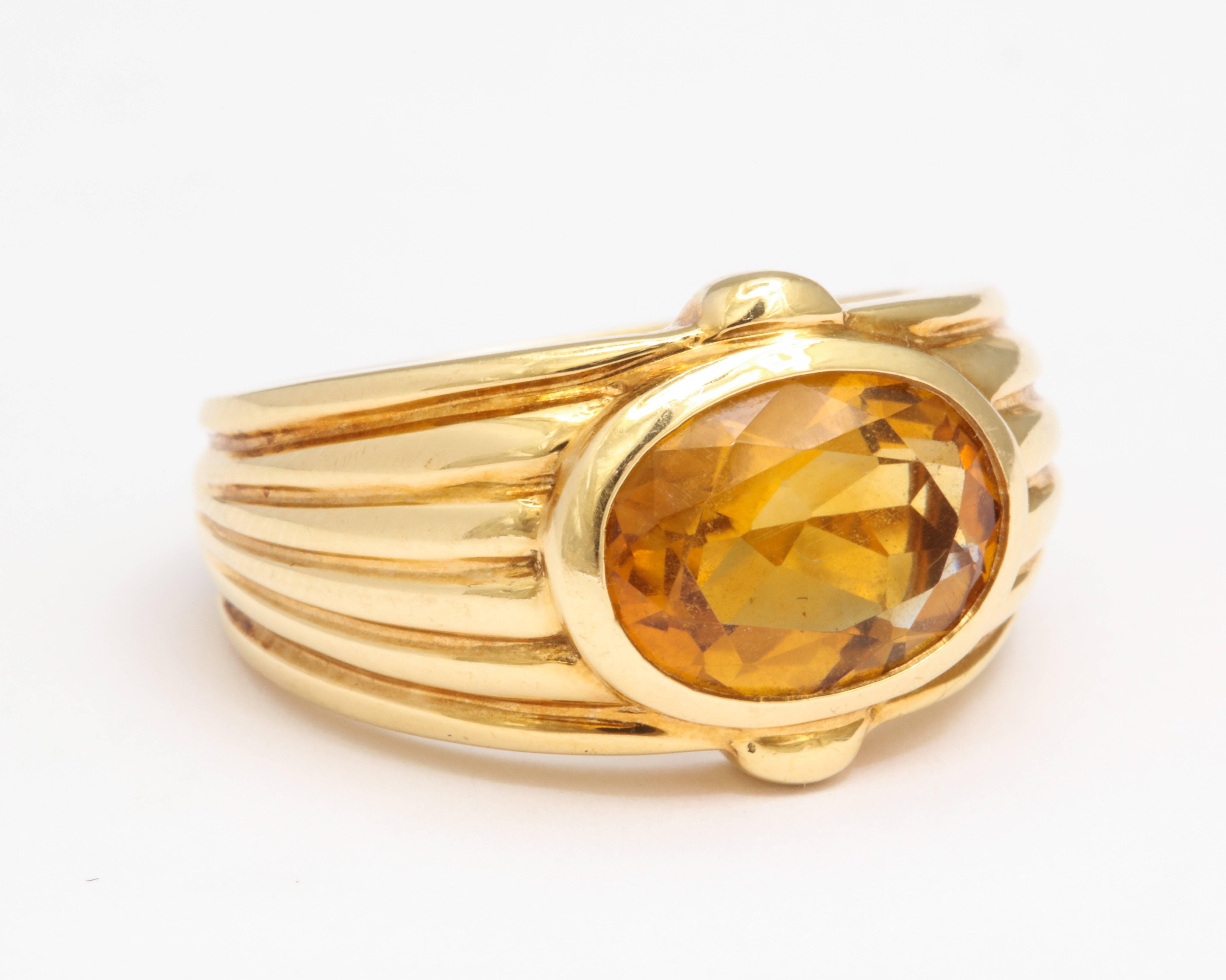 Bulgari Citrine and Gold Ring In Excellent Condition In New York, NY