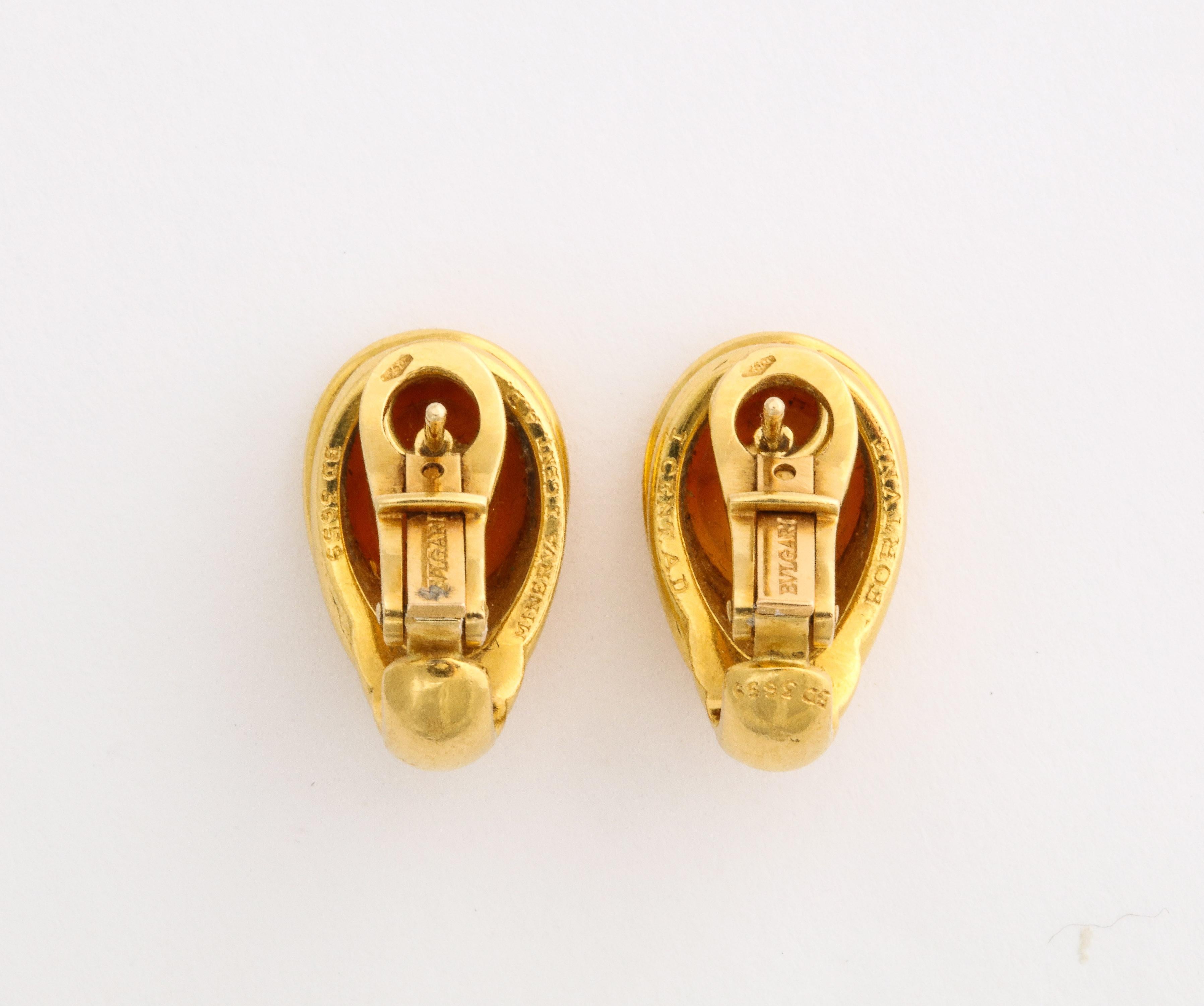 Oval Cut Bulgari Clip-On Earrings with Ancient Intaglios