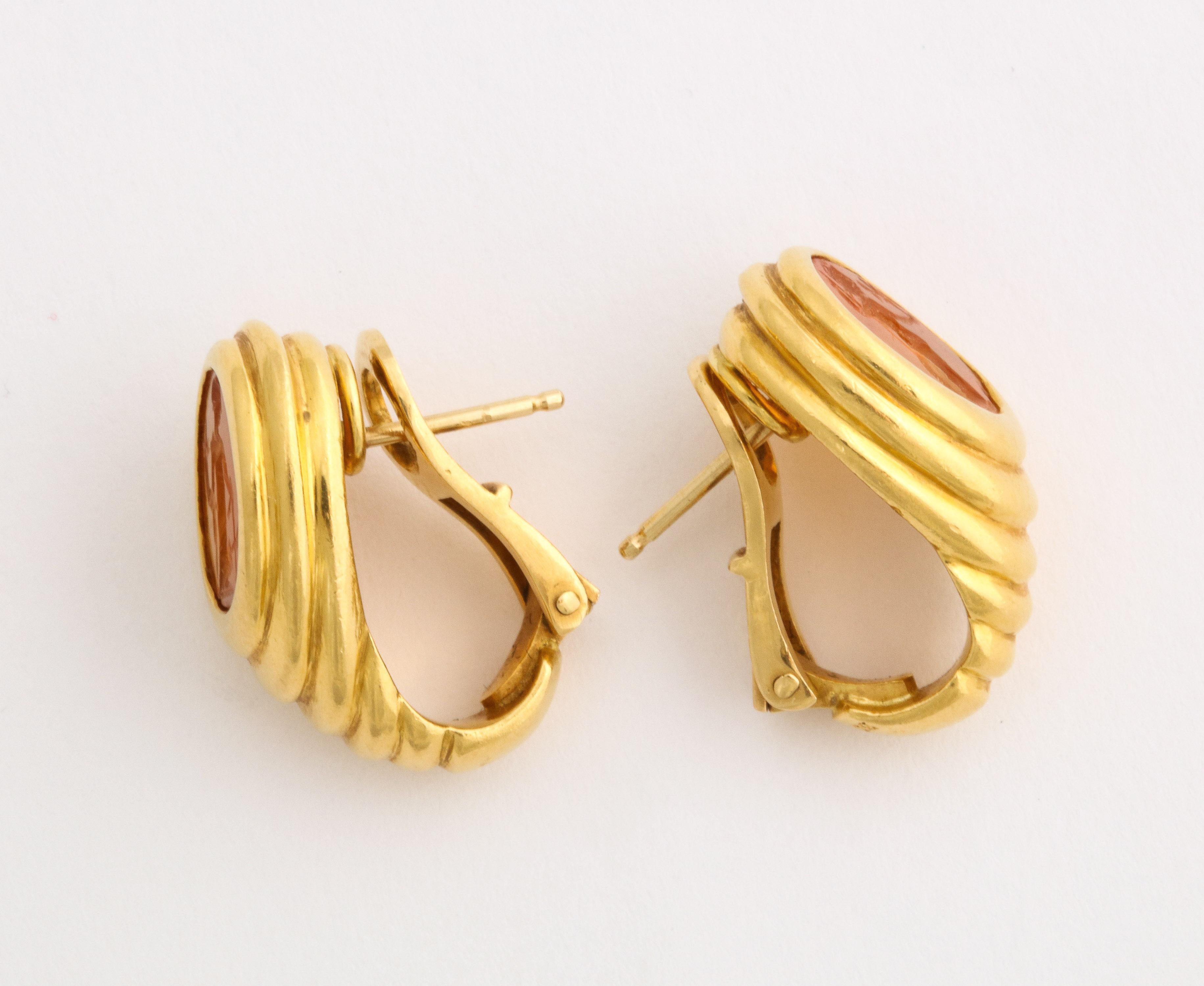 Women's Bulgari Clip-On Earrings with Ancient Intaglios