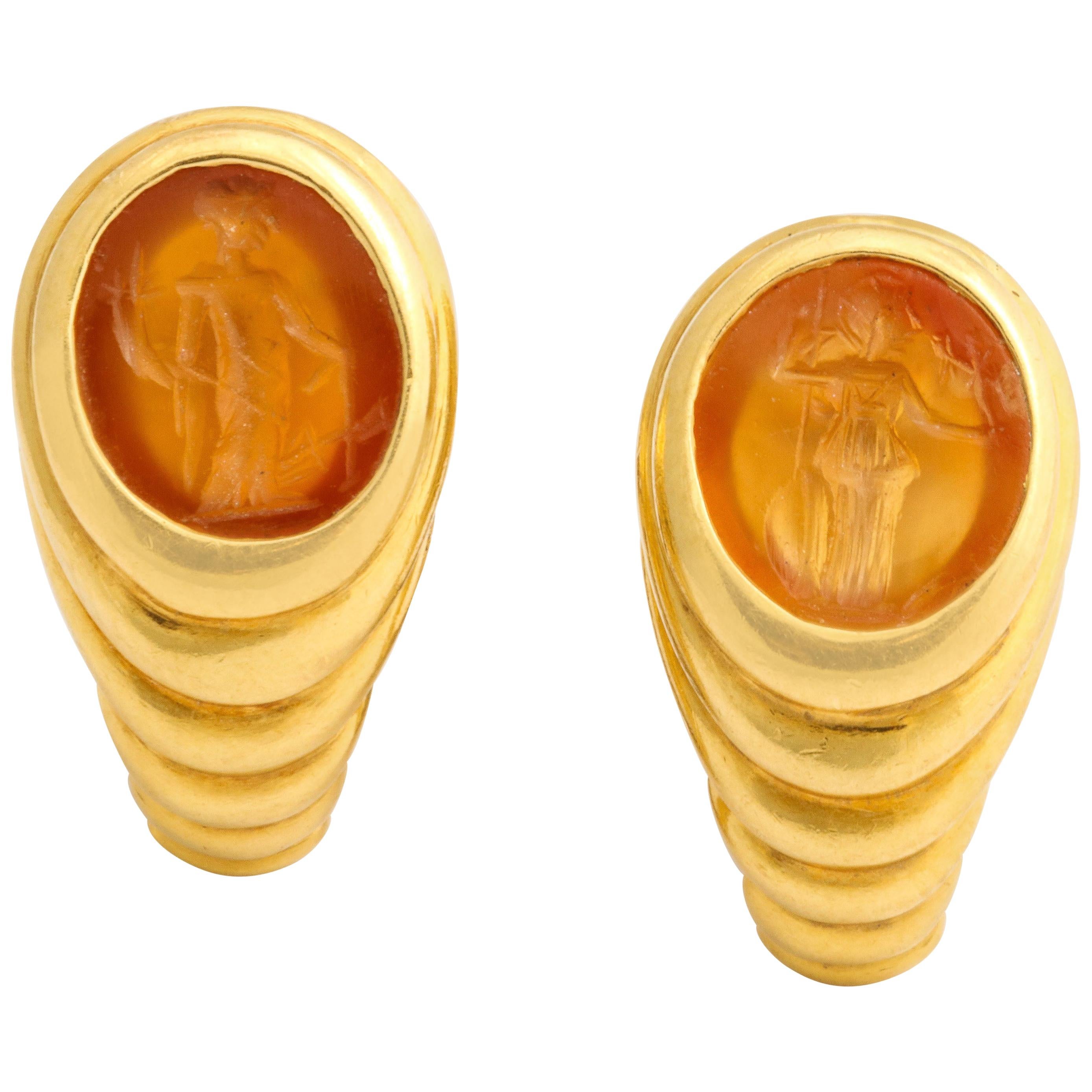 Bulgari Clip-On Earrings with Ancient Intaglios