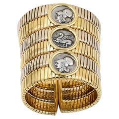 Bracciale Tubogas con monete Bulgari in oro bicolore 18 carati – Gioielli di alta gamma di seconda mano firmati