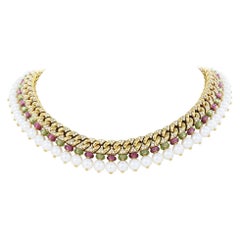 Bulgari Colar Necklace Tourmaline, Peridot, Diamonds and Pearls