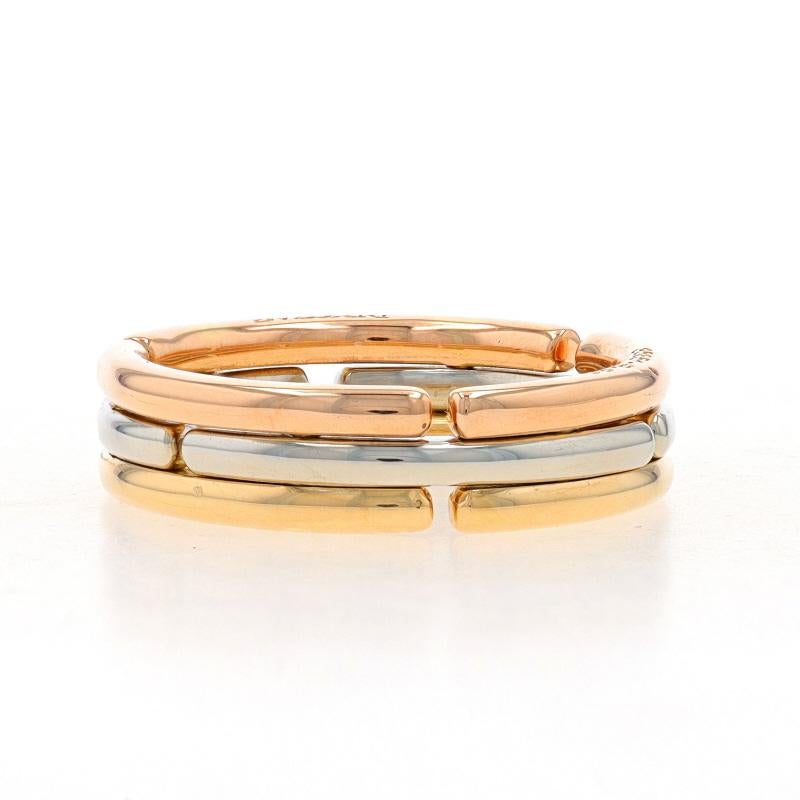 Bulgari Collapsible Tri Color Bandband - Gelbgold 14k Ring Größe 8 3/4 im Zustand „Hervorragend“ in Greensboro, NC