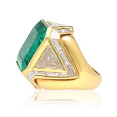 BULGARI Colombian Emerald and Diamond Architectural Ring