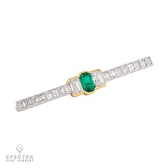Bulgari Kolumbianischer Smaragd und Diamant Pin in Platin & 18k Gold